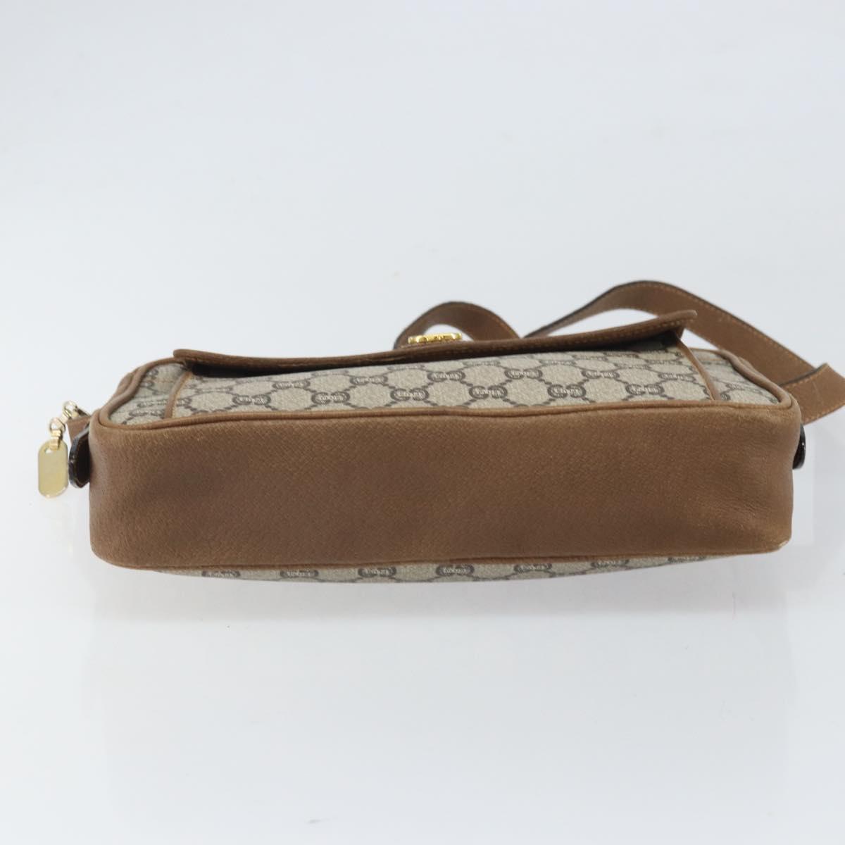 GUCCI GG Plus Supreme Shoulder Bag PVC Beige Gold Auth 170322