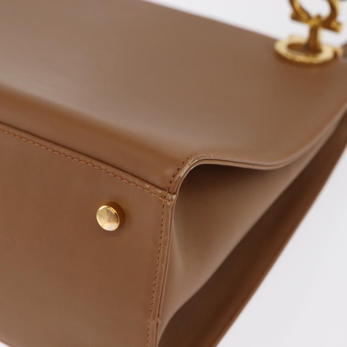 Salvatore Ferragamo Shoulder Bag Leather Brown Gold Auth 170324