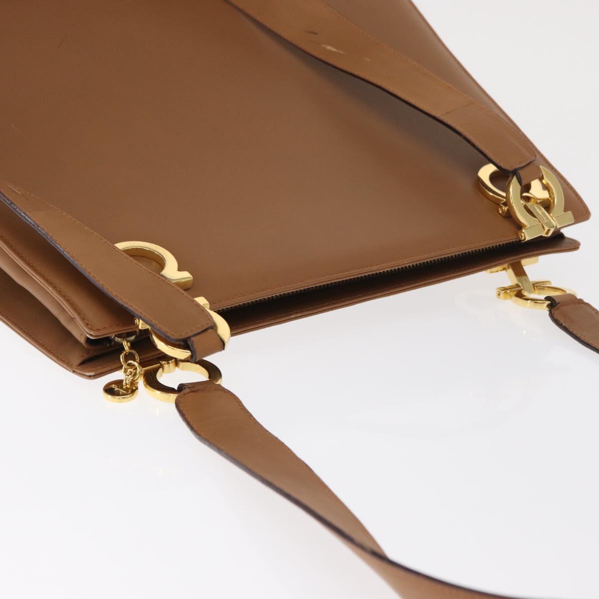 Salvatore Ferragamo Shoulder Bag Leather Brown Gold Auth 170324