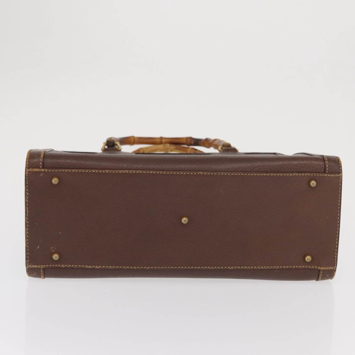 GUCCI Bamboo Tote Bag Leather Brown Gold 002 2865 0260 Auth 170330