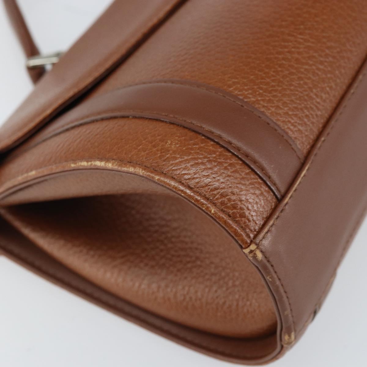 Burberrys Hand Bag Leather Brown Silver Auth 170335