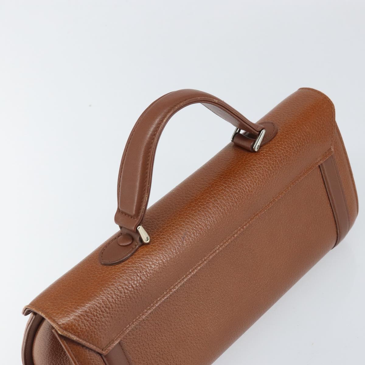 Burberrys Hand Bag Leather Brown Silver Auth 170335