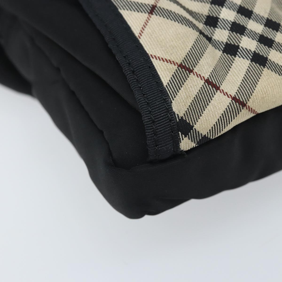 BURBERRY Nova Check Black label Waist bag Nylon Beige Silver Auth 170337