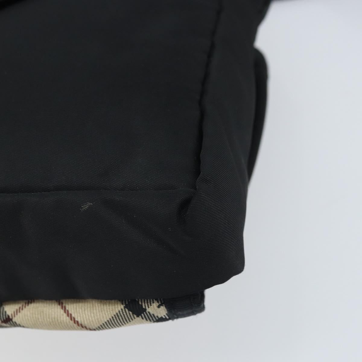 BURBERRY Nova Check Black label Waist bag Nylon Beige Silver Auth 170337