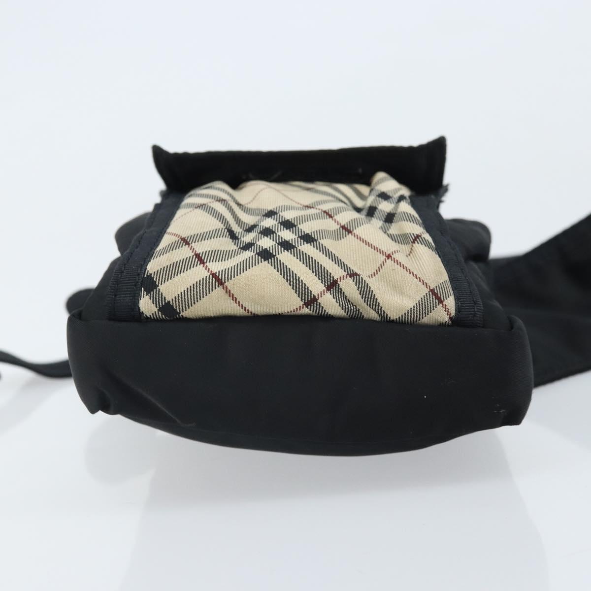 BURBERRY Nova Check Black label Waist bag Nylon Beige Silver Auth 170337