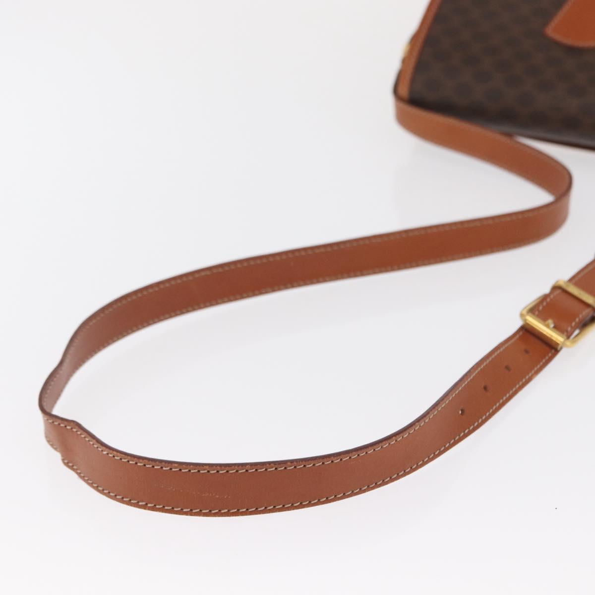 CELINE Macadam Canvas Shoulder Bag PVC Leather Brown Gold Auth 170338