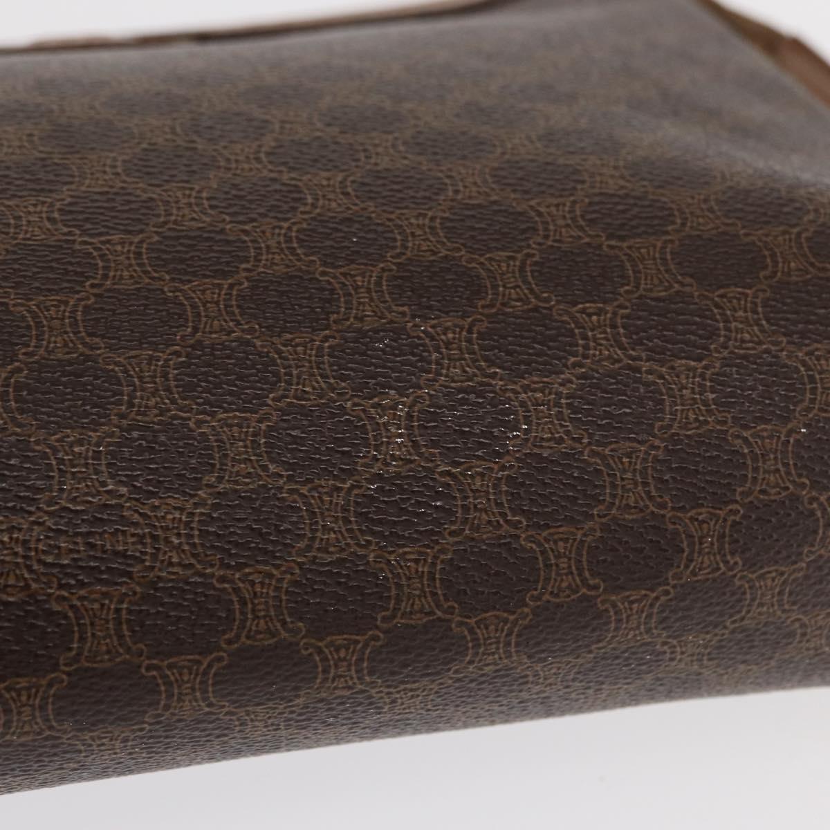 CELINE Macadam Canvas Clutch Bag PVC Leather Brown Gold Auth 170341