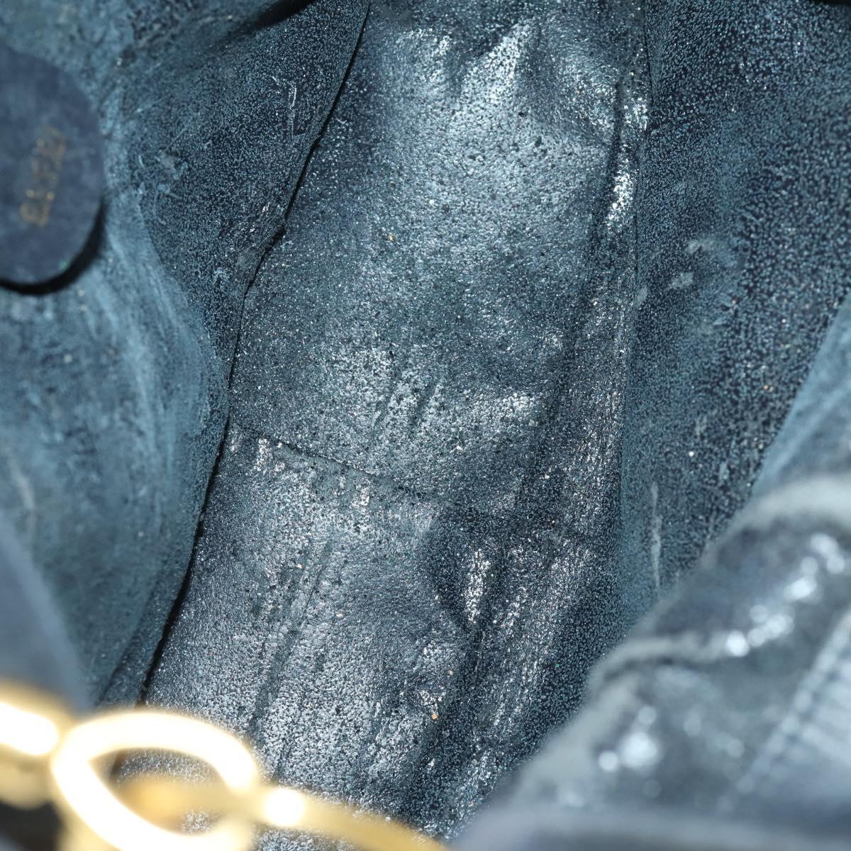 GUCCI Bamboo Hand Bag Suede Navy Gold Auth 170343