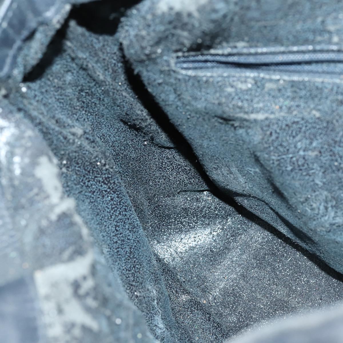 GUCCI Bamboo Hand Bag Suede Navy Gold Auth 170343