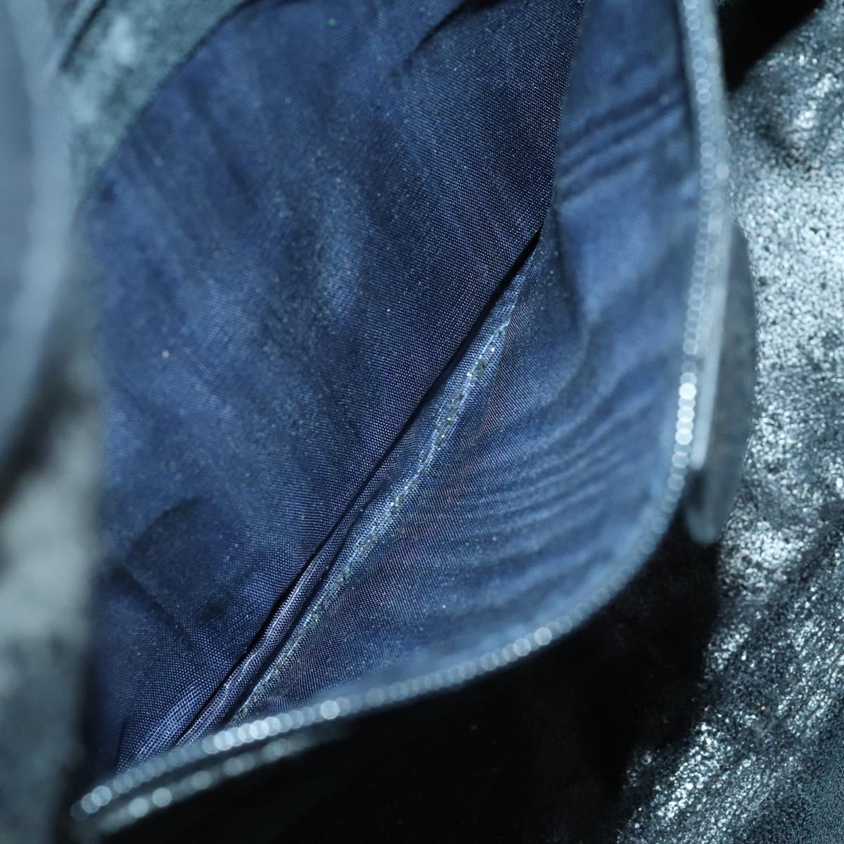 GUCCI Bamboo Hand Bag Suede Navy Gold Auth 170343