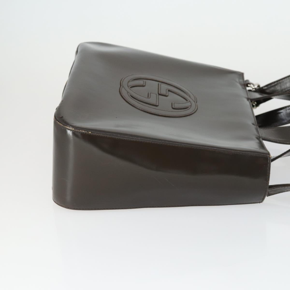 GUCCI Hand Bag Patent leather 2way Brown Silver 000 1013 0504 Auth 170344