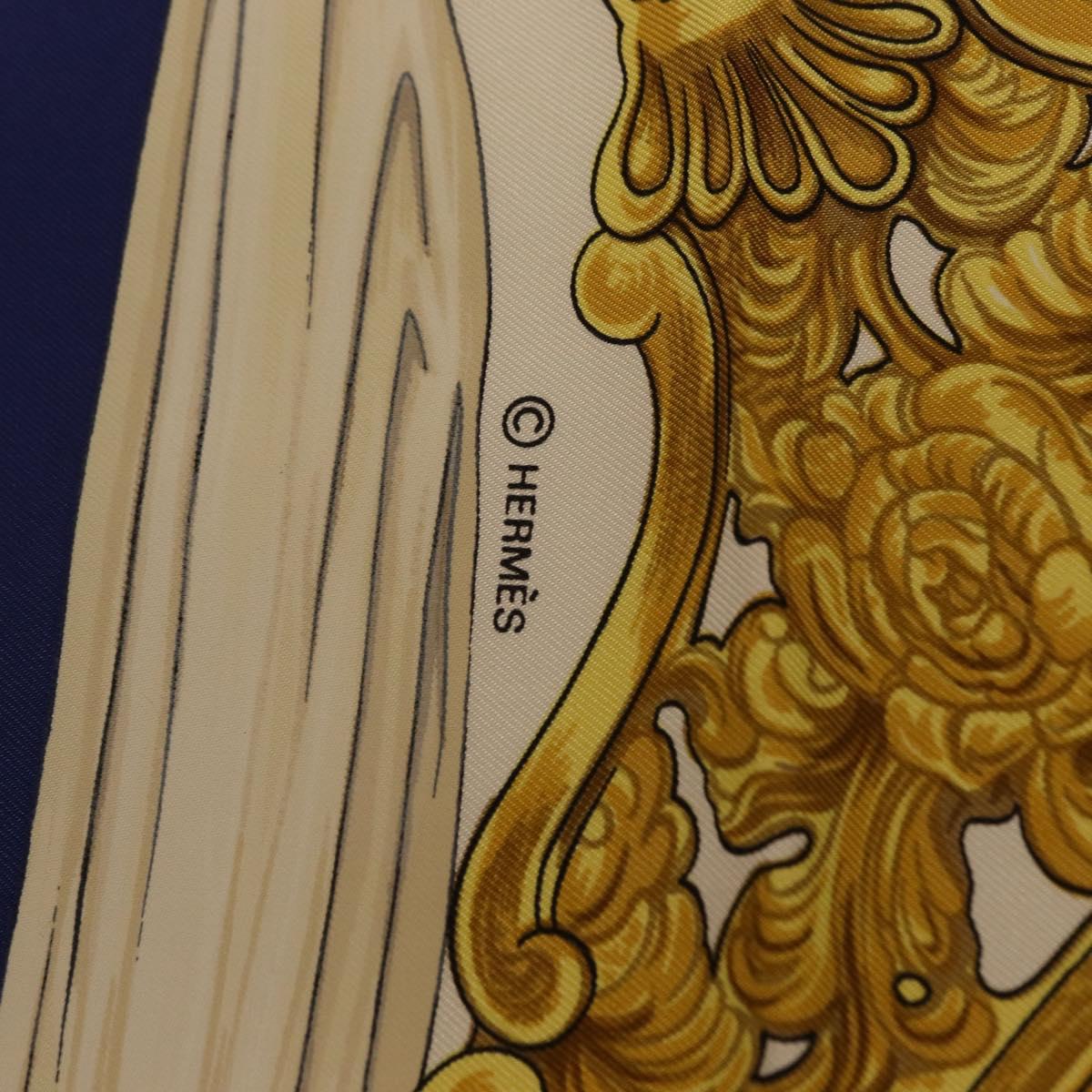 HERMES Carre 90 Scarf ""ETRIERS"" Silk Blue Auth 170351V