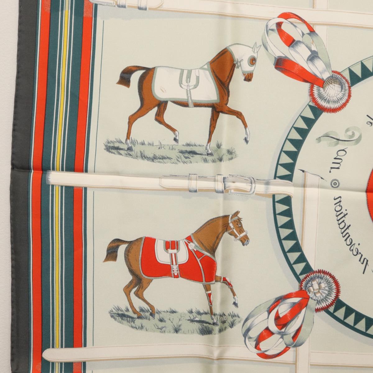 HERMES Carre 90 Scarf ""Couvertures et Tenues de Jour"" Silk Green Auth 170358V