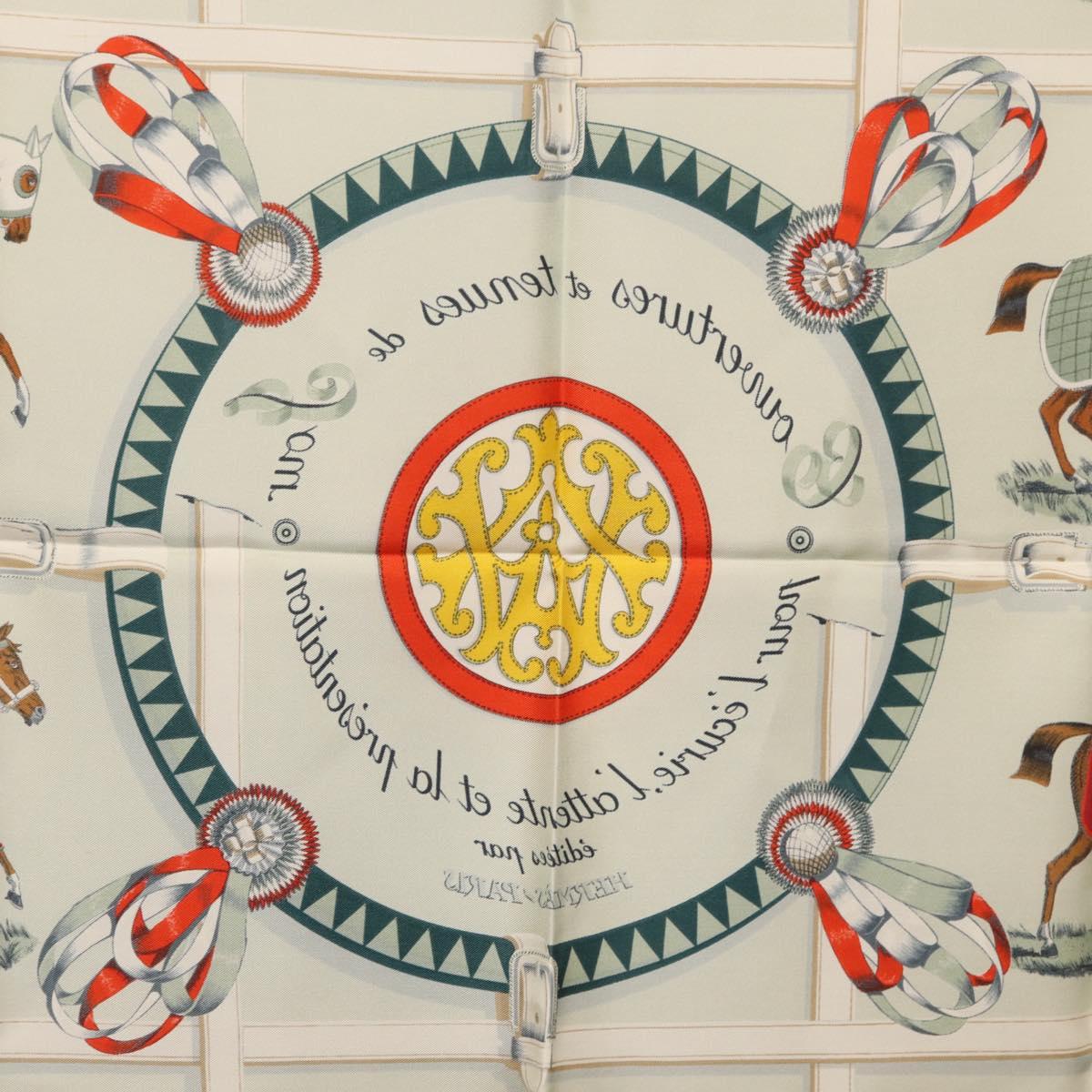 HERMES Carre 90 Scarf ""Couvertures et Tenues de Jour"" Silk Green Auth 170358V