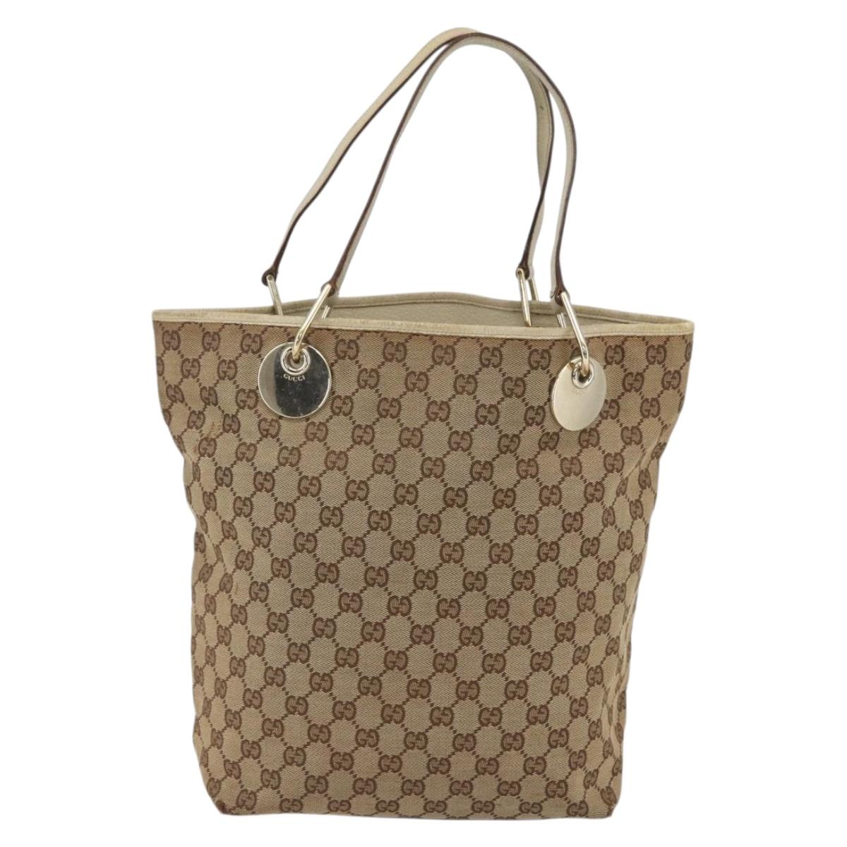 GUCCI GG Canvas Tote Bag Beige Gold 120836 Auth 170368