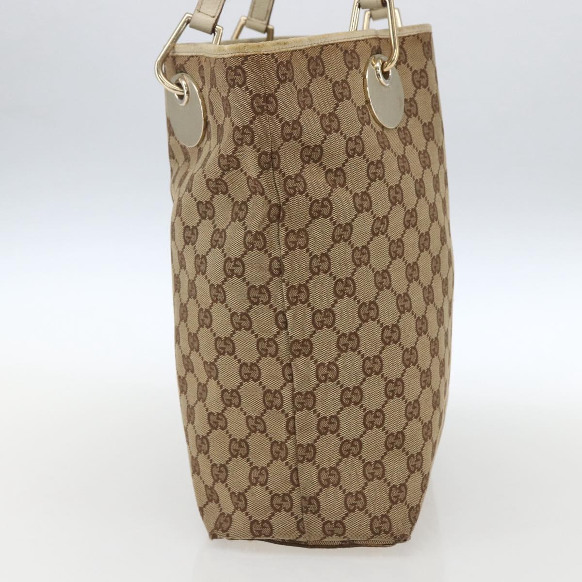 GUCCI GG Canvas Tote Bag Beige Gold 120836 Auth 170368