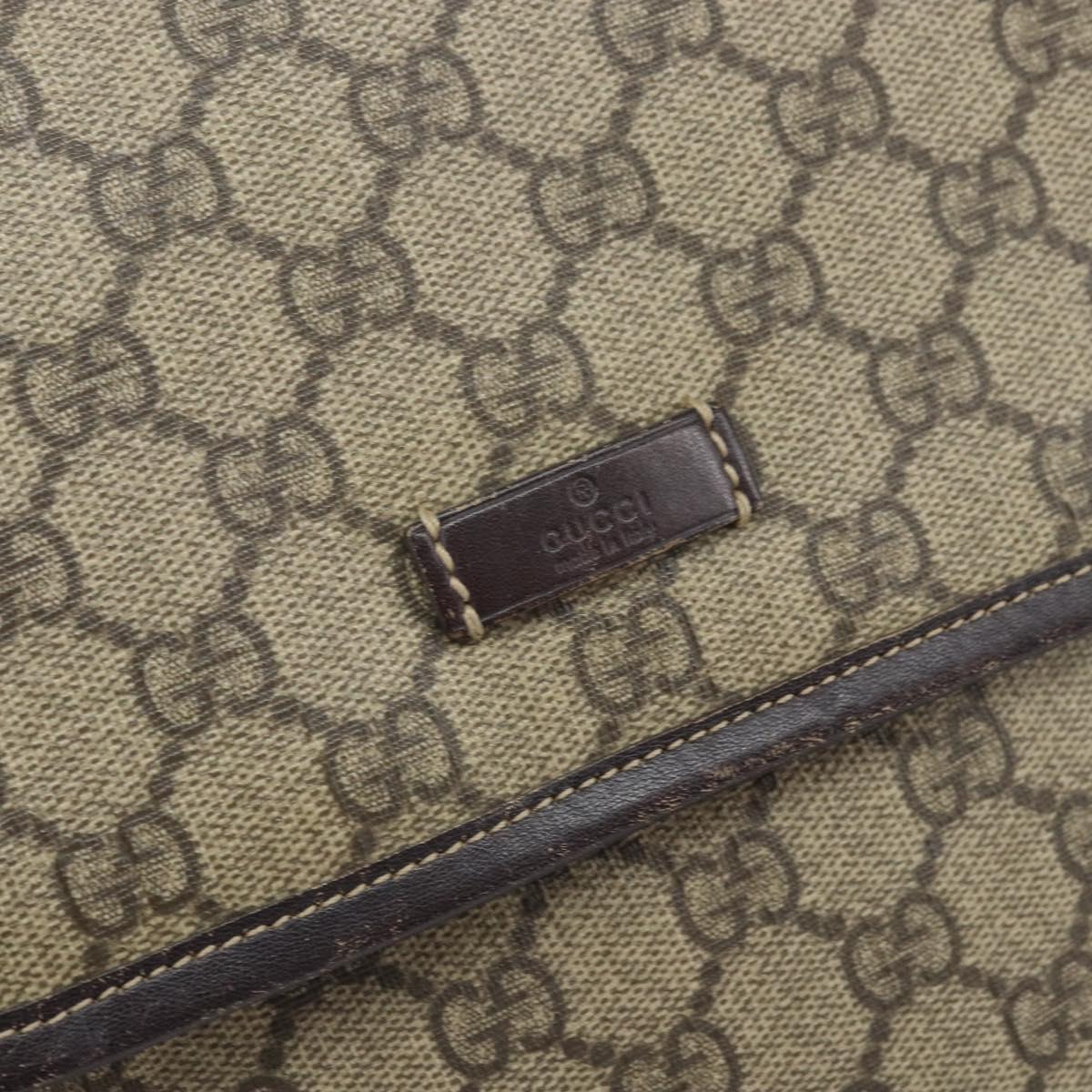 GUCCI GG Supreme Shoulder Bag PVC Beige Gold 223666 Auth 170370
