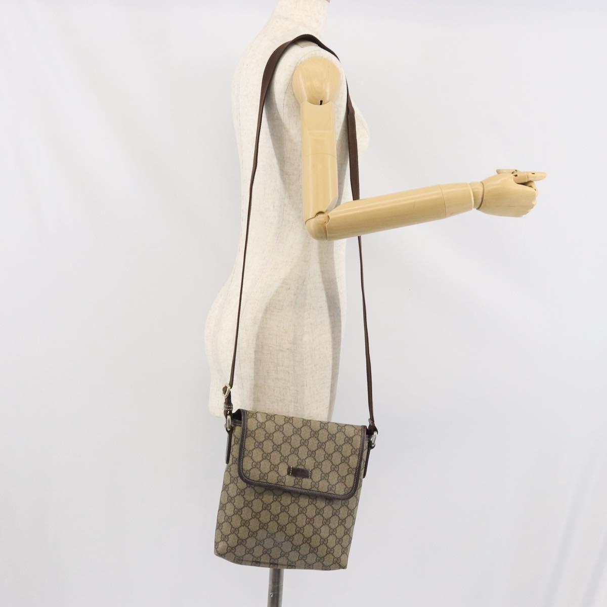 GUCCI GG Supreme Shoulder Bag PVC Beige Gold 223666 Auth 170370