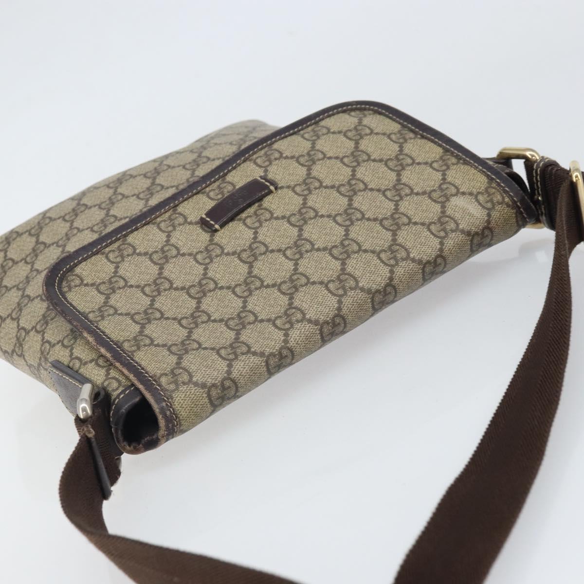 GUCCI GG Supreme Shoulder Bag PVC Beige Gold 223666 Auth 170370