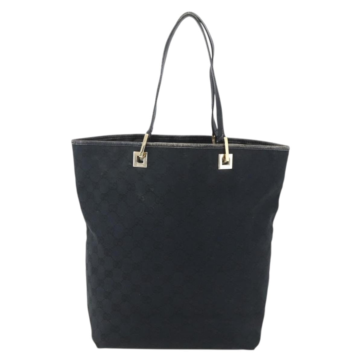 GUCCI GG Canvas Tote Bag Black Gold 002 1098 1705 Auth 170374A