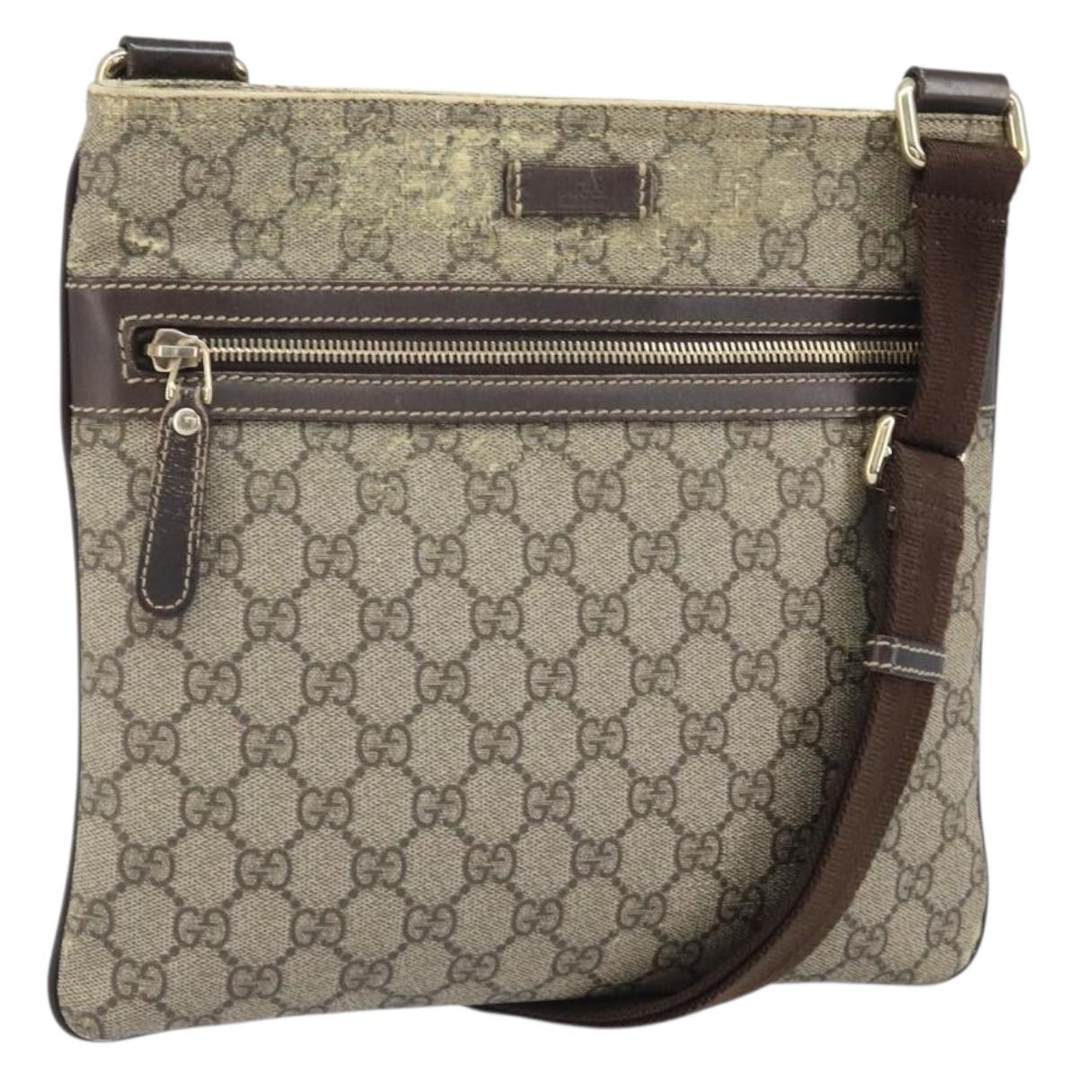 GUCCI GG Supreme Shoulder Bag PVC Beige Gold 295257 Auth 170375