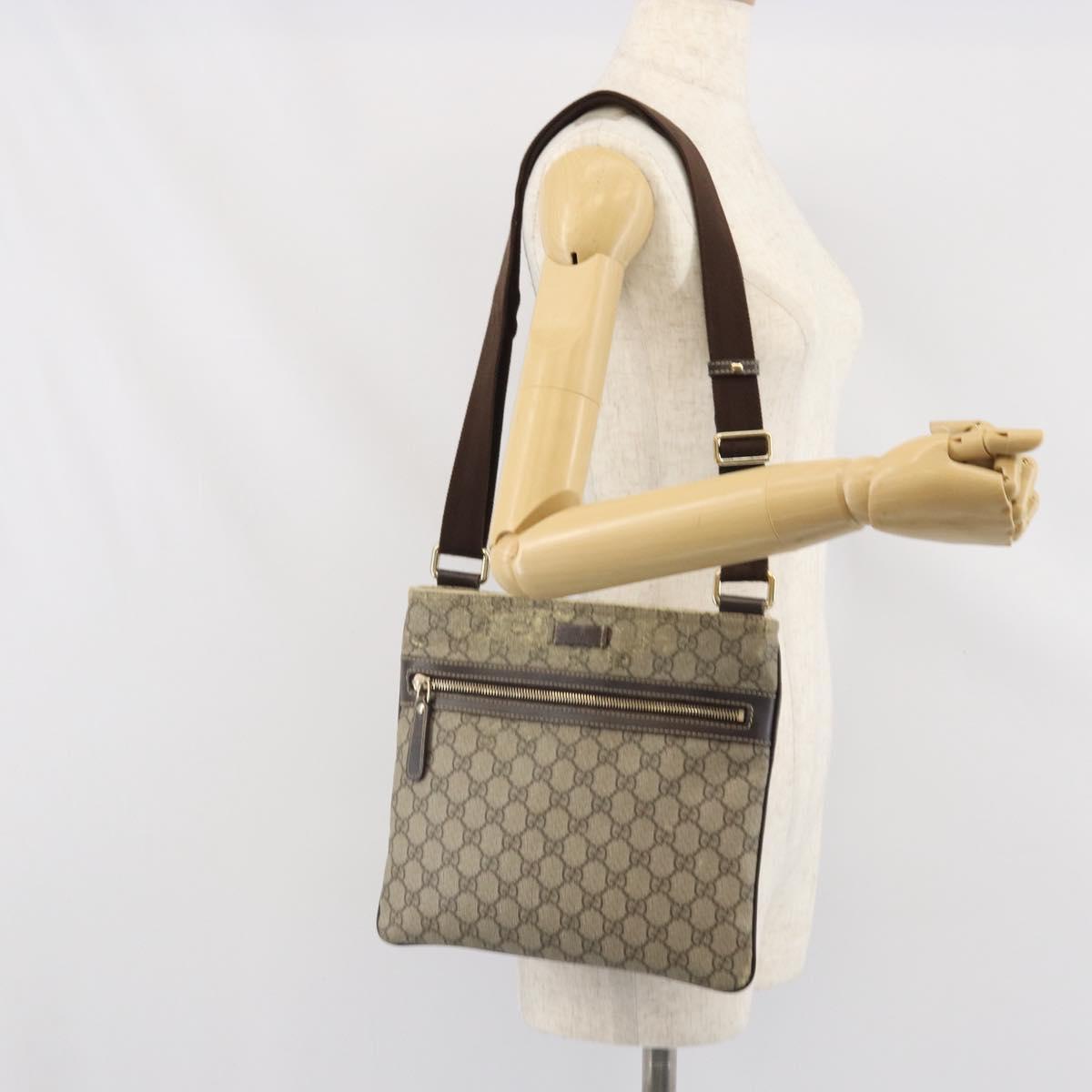 GUCCI GG Supreme Shoulder Bag PVC Beige Gold 295257 Auth 170375