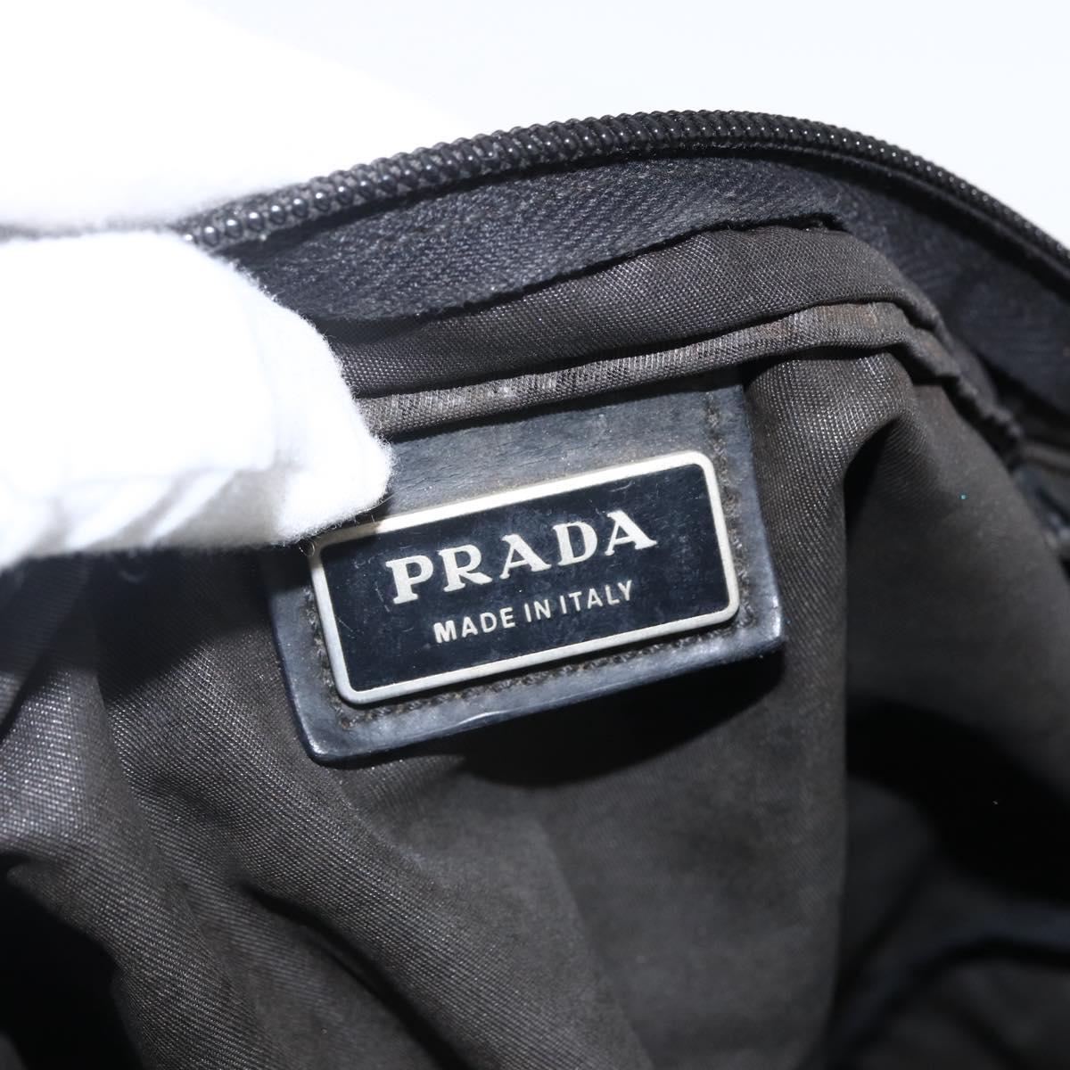 PRADA Shoulder Bag Nylon Black Silver Auth 170378
