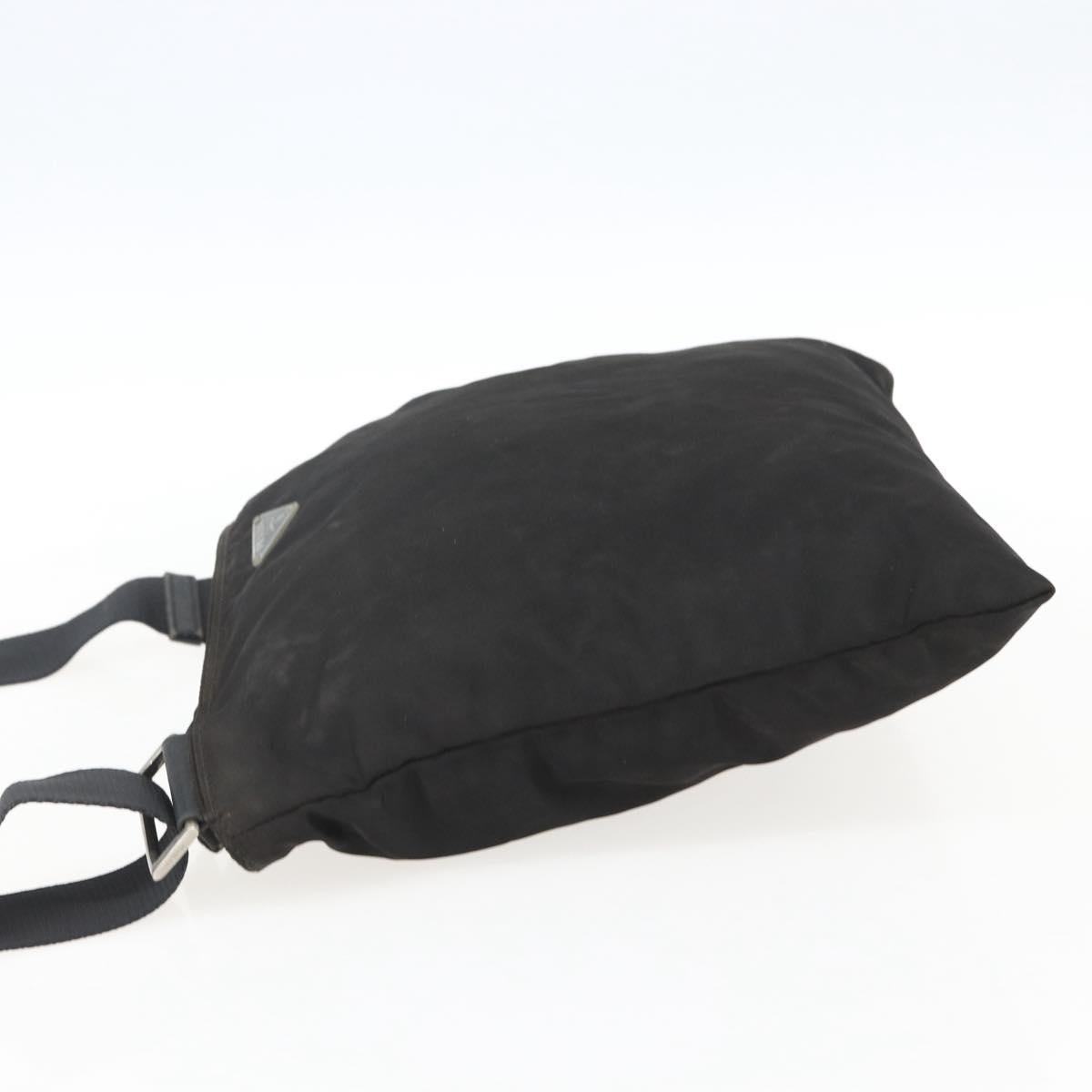 PRADA Shoulder Bag Nylon Black Silver Auth 170378