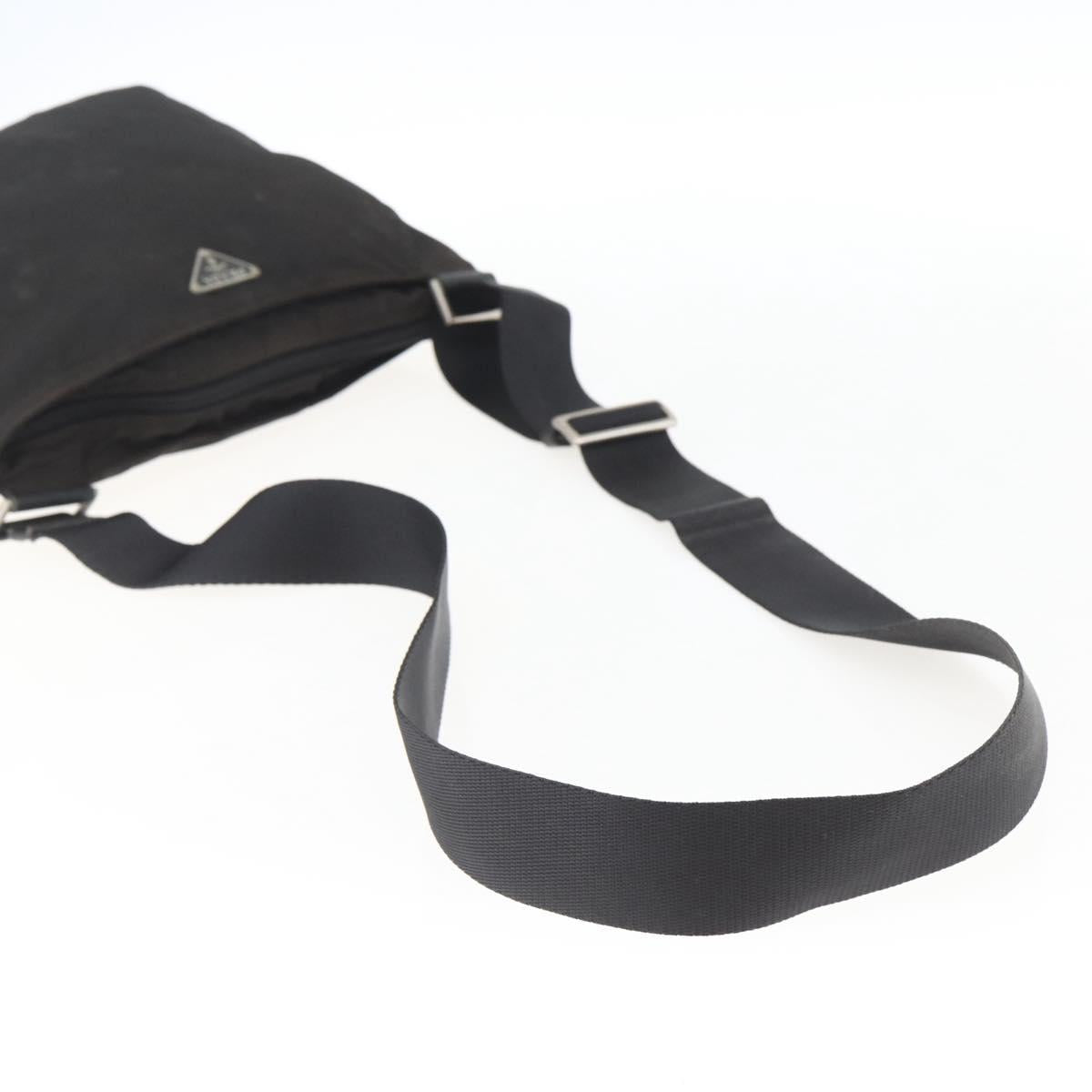 PRADA Shoulder Bag Nylon Black Silver Auth 170378