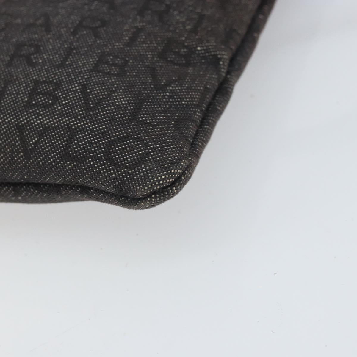 BVLGARI Logo Mania Shoulder Bag Canvas Black Silver Auth 170379