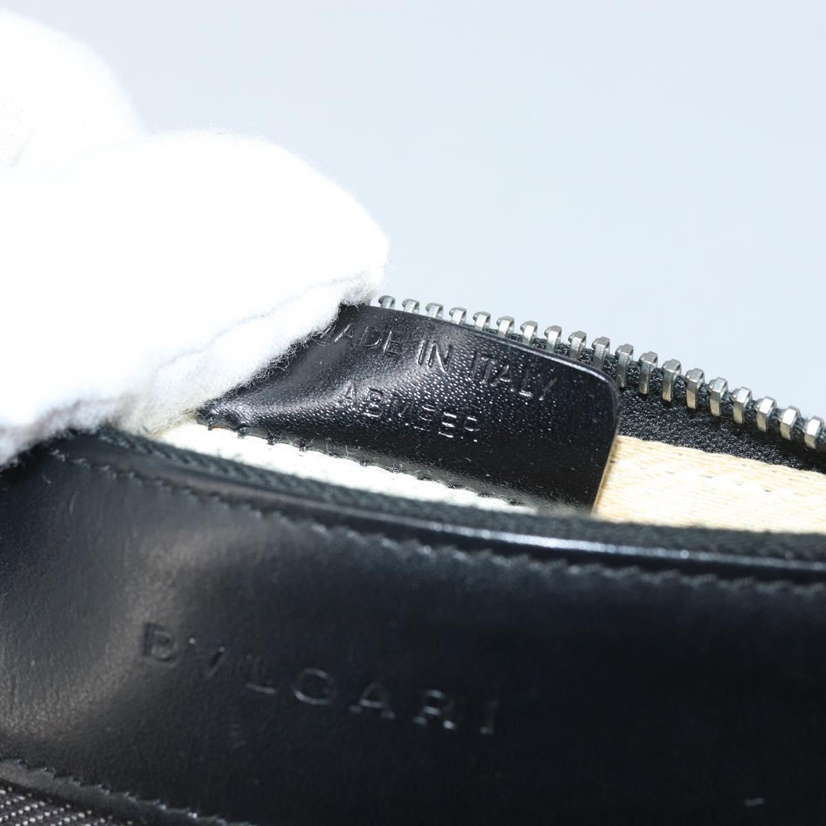 BVLGARI Logo Mania Shoulder Bag Canvas Black Silver Auth 170379