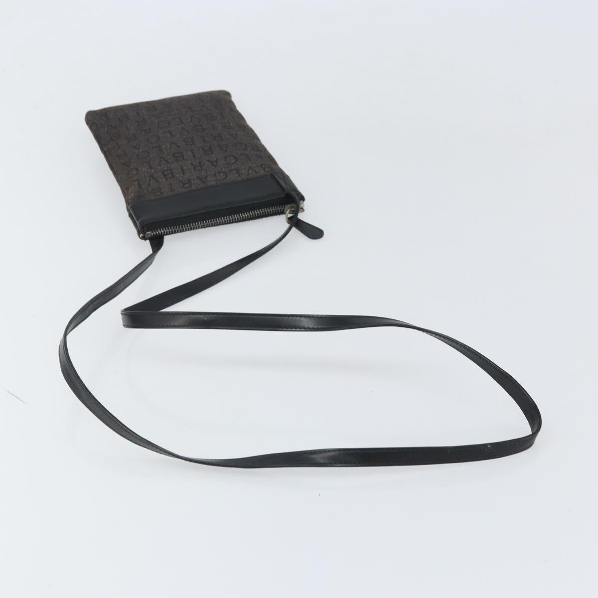 BVLGARI Logo Mania Shoulder Bag Canvas Black Silver Auth 170379