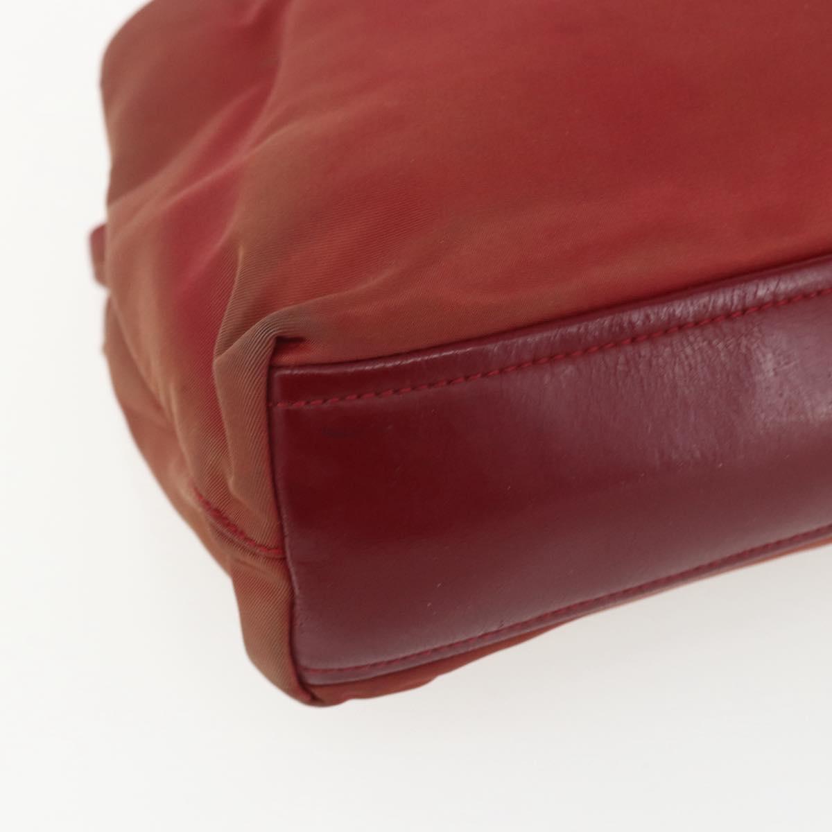 PRADA Hand Bag Nylon Red Silver Auth 170383