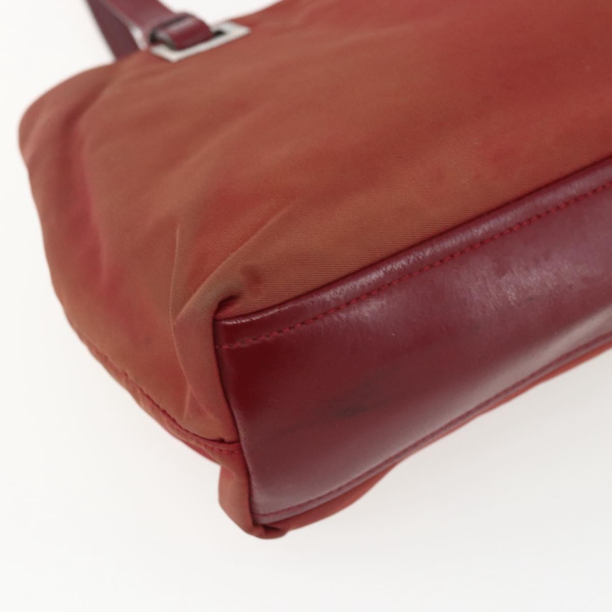 PRADA Hand Bag Nylon Red Silver Auth 170383