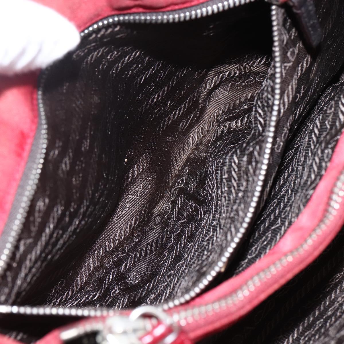 PRADA Hand Bag Nylon Red Silver Auth 170383