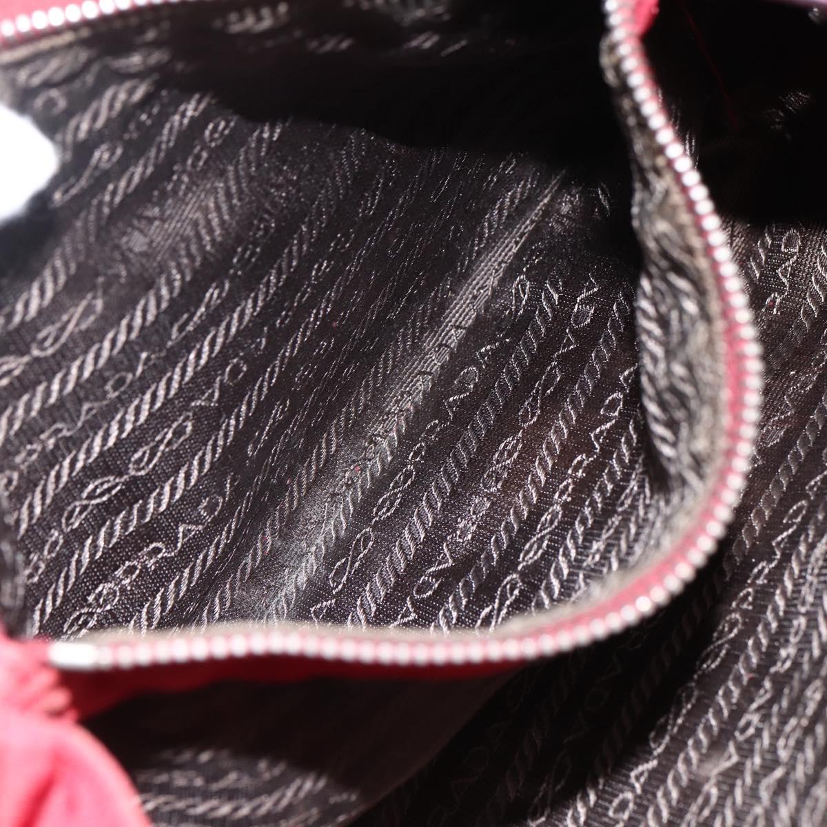 PRADA Hand Bag Nylon Red Silver Auth 170383