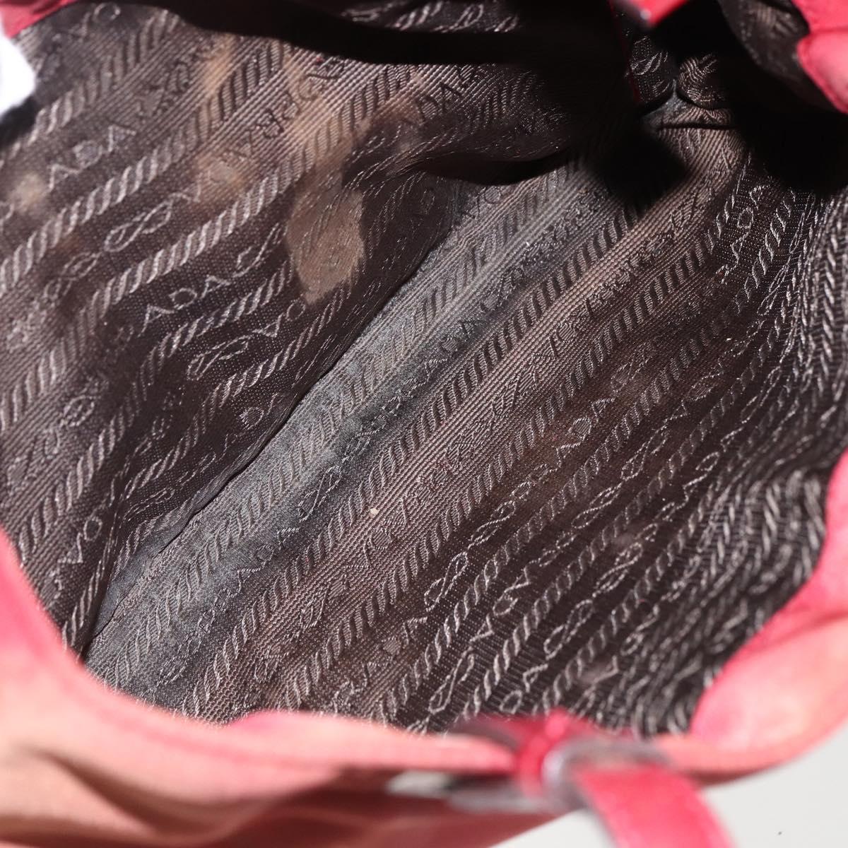 PRADA Hand Bag Nylon Red Silver Auth 170383