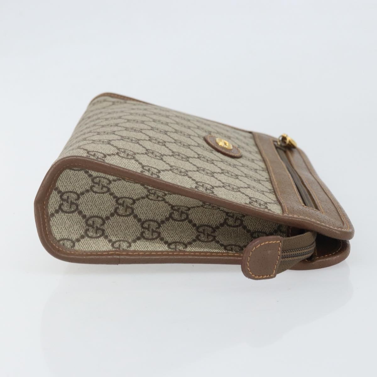 GUCCI GG Supreme Clutch Bag PVC Beige Gold 014 122 6063 4023 Auth 170384