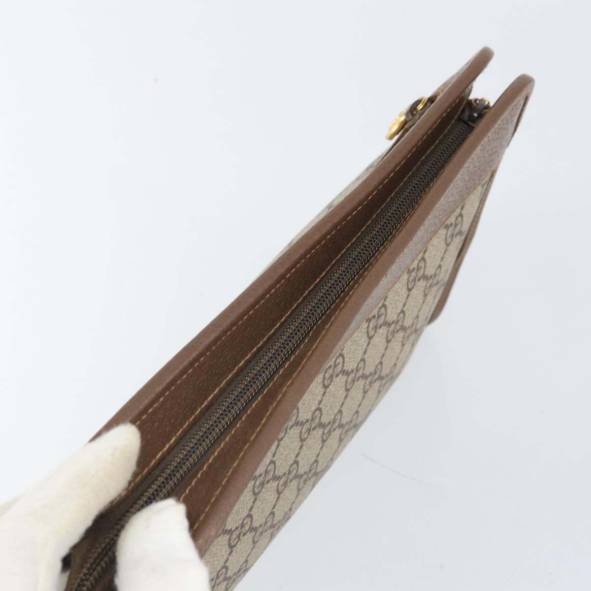 GUCCI GG Supreme Clutch Bag PVC Beige Gold 014 122 6063 4023 Auth 170384
