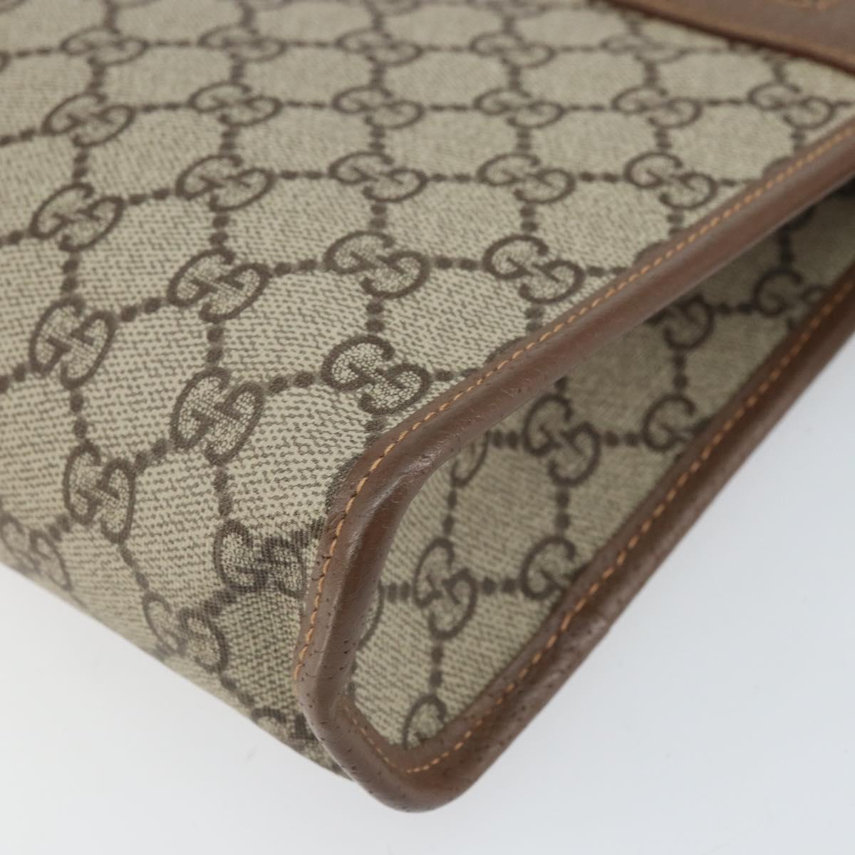 GUCCI GG Supreme Clutch Bag PVC Beige Gold 014 122 6063 4023 Auth 170384