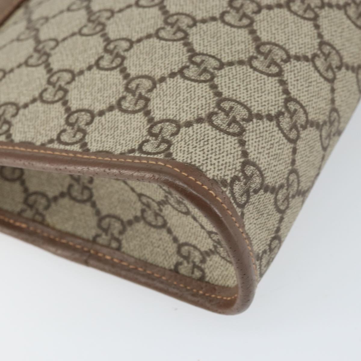 GUCCI GG Supreme Clutch Bag PVC Beige Gold 014 122 6063 4023 Auth 170384