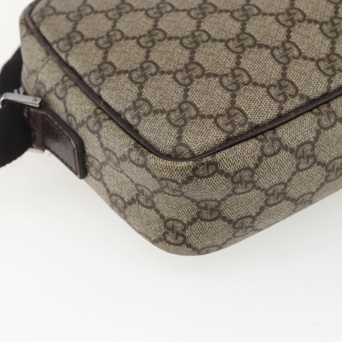 GUCCI GG Supreme Shoulder Bag PVC Beige Silver Auth 170385