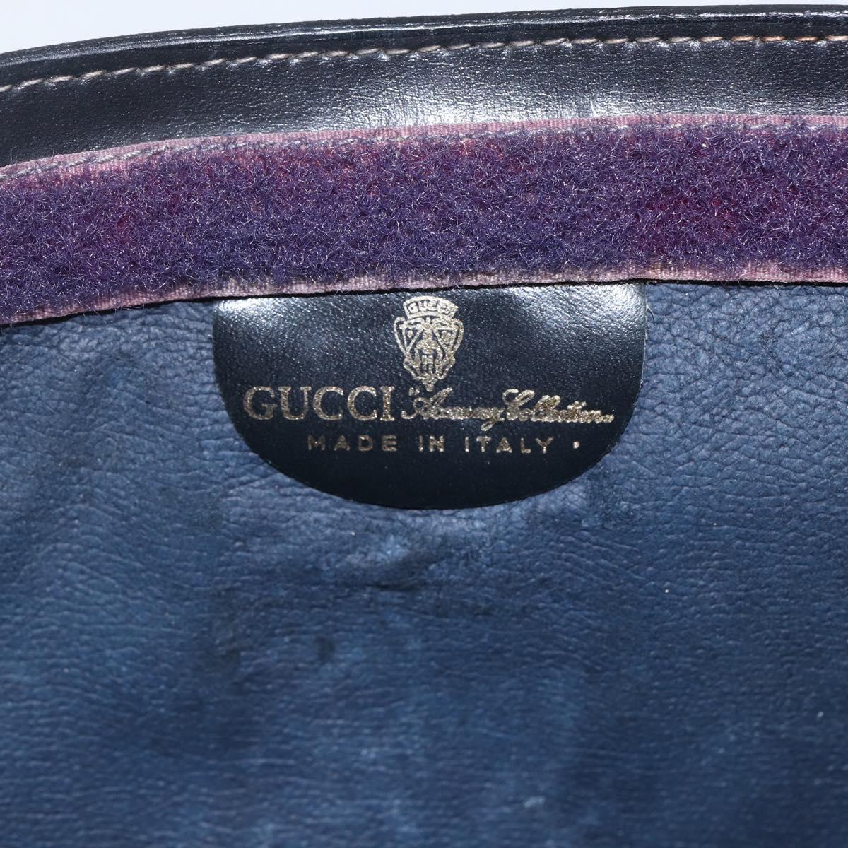 GUCCI GG Supreme Sherry Line Clutch Bag PVC Navy Red Auth 170386