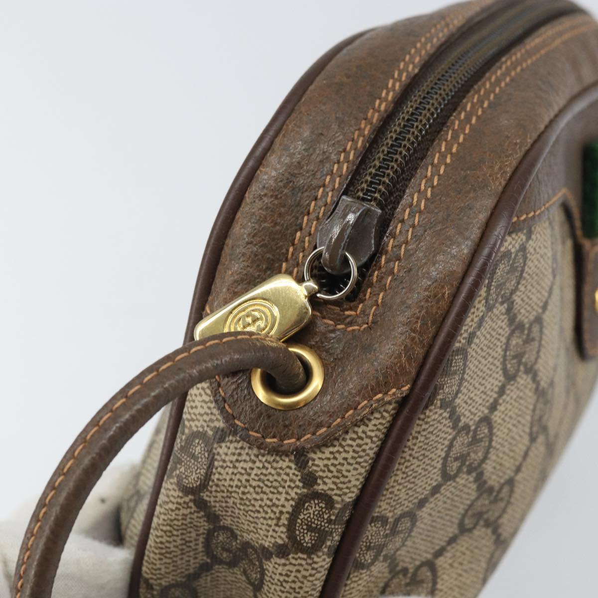 GUCCI GG Supreme Web Sherry Line Shoulder Bag PVC Beige 89 02 066 Auth 170390