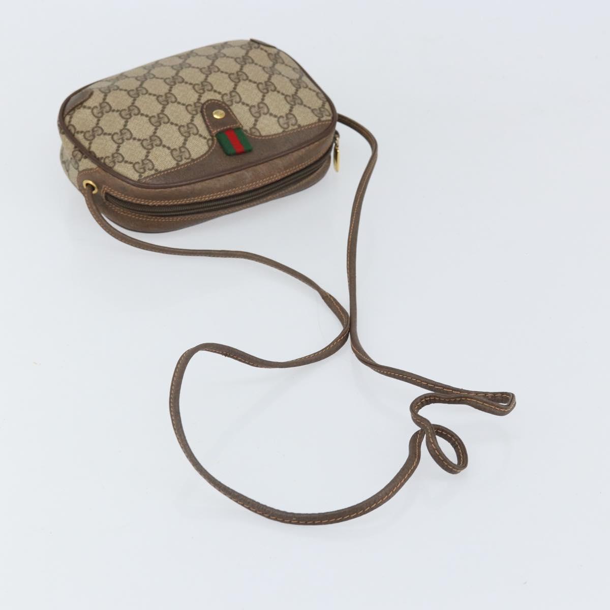 GUCCI GG Supreme Web Sherry Line Shoulder Bag PVC Beige 89 02 066 Auth 170390