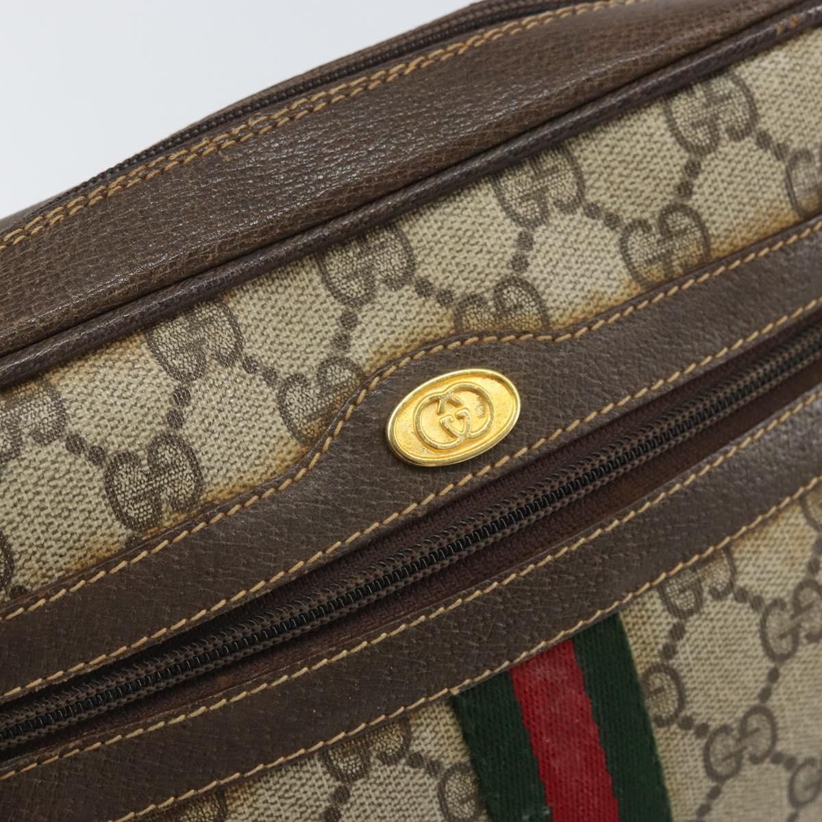 GUCCI GG Supreme Web Sherry Line Shoulder Bag PVC Beige 010 378 Auth 170391