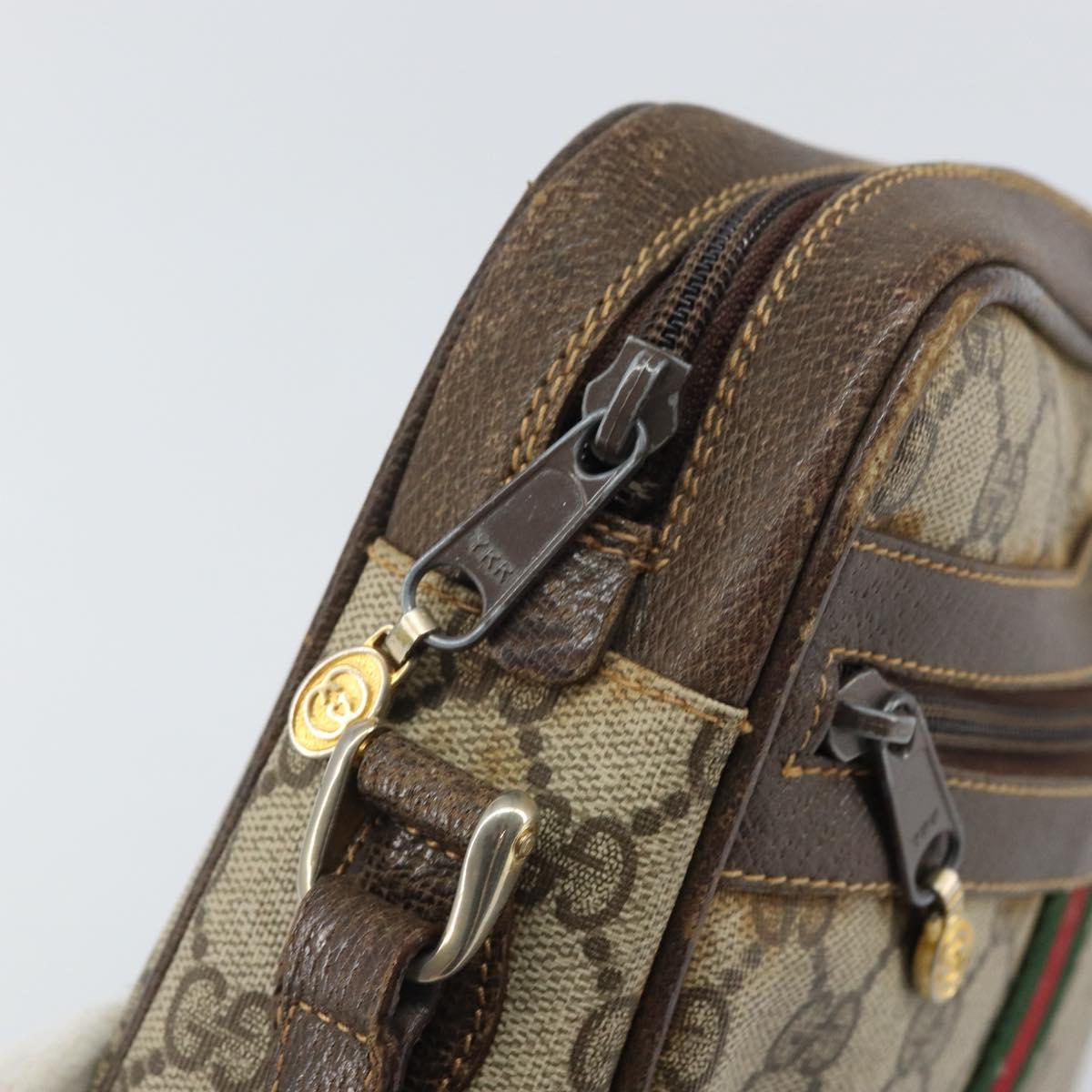 GUCCI GG Supreme Web Sherry Line Shoulder Bag PVC Beige 010 378 Auth 170391
