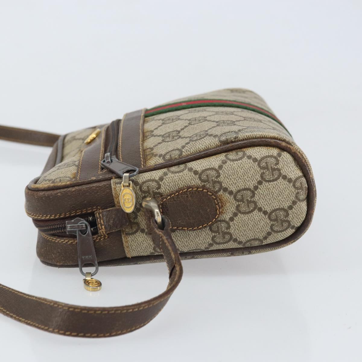 GUCCI GG Supreme Web Sherry Line Shoulder Bag PVC Beige 010 378 Auth 170391