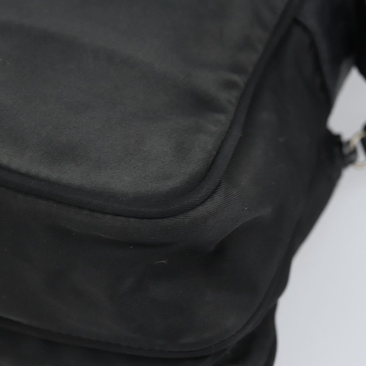 PRADA Shoulder Bag Nylon Black Silver Auth 170404