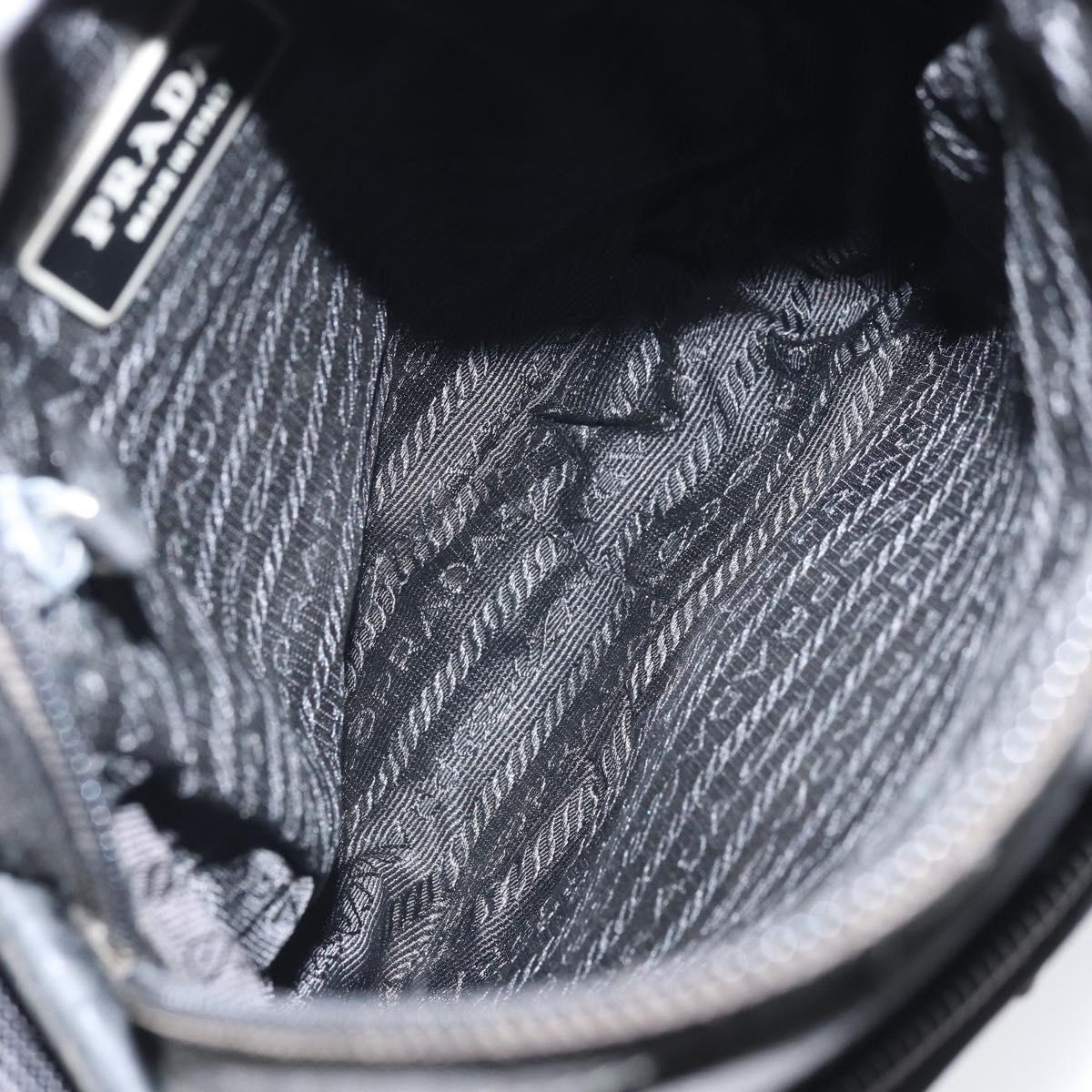 PRADA Shoulder Bag Nylon Black Silver Auth 170404